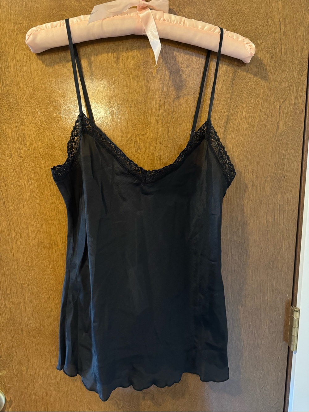 NWT Johnny Was Black 100% Silk Cami with Lace Trim Straps, Women’s Size S